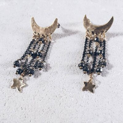 Starry Night Earrings, with Pyrite