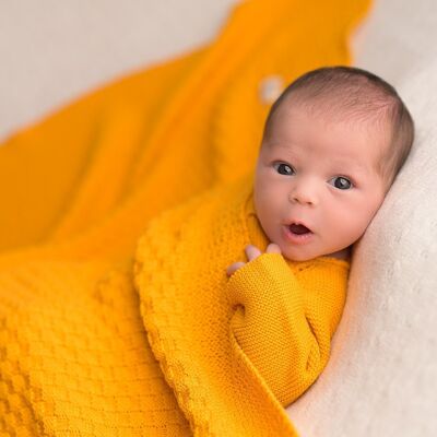 Ocher checkered baby blanket