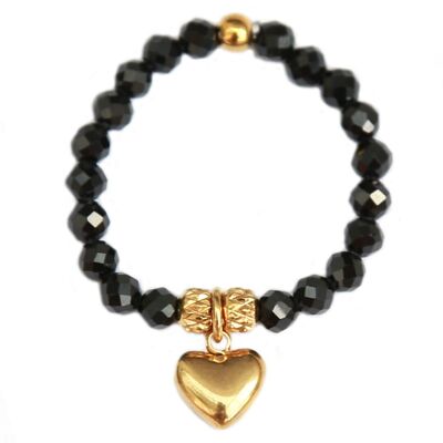 Anillo facetado corazón negro