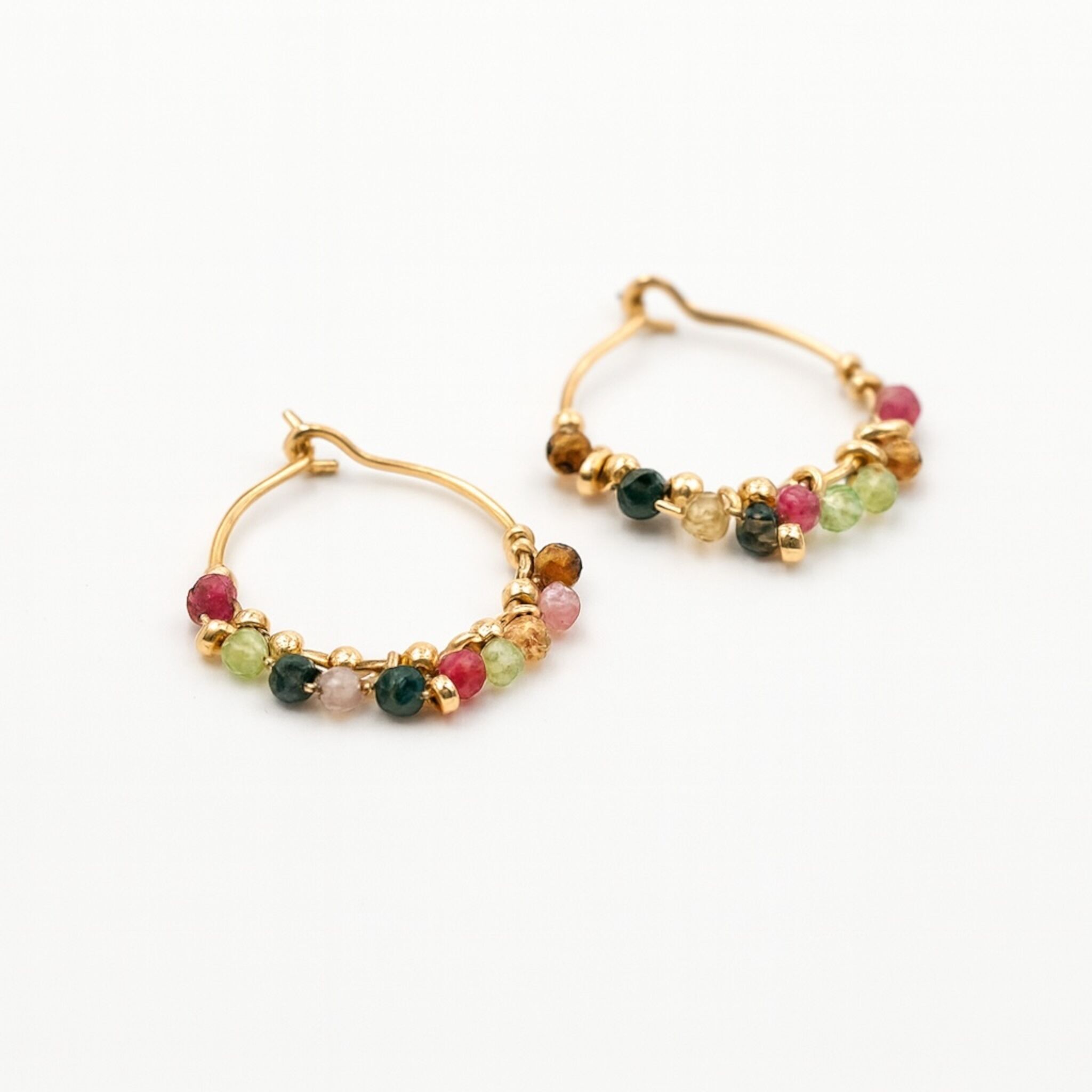 Edelstahl-Creolen mit Turmalinsteinen