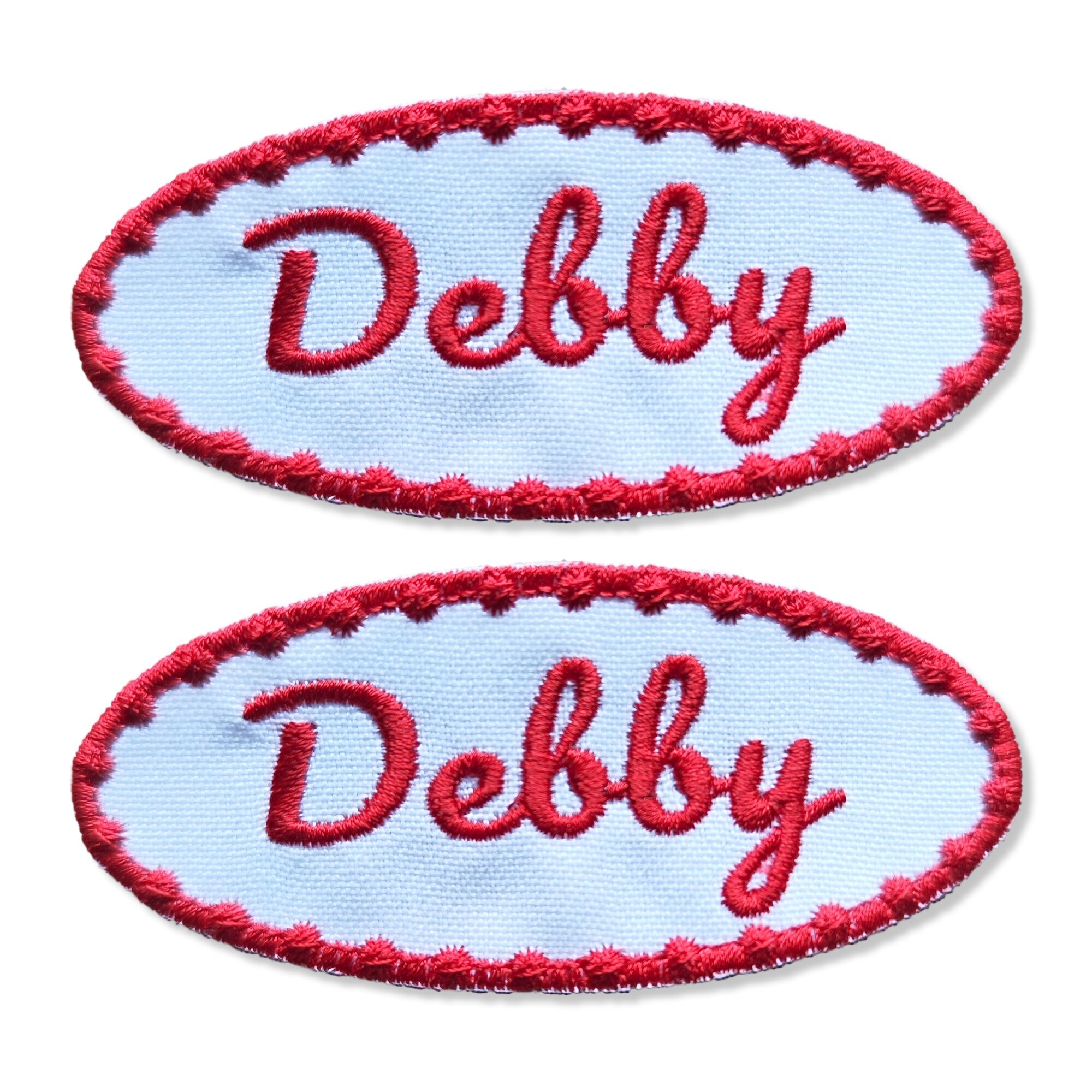 Paquete de descubrimiento: 2 parches bordados personalizados con nombre o palabra, para coser, 9 cm cada uno