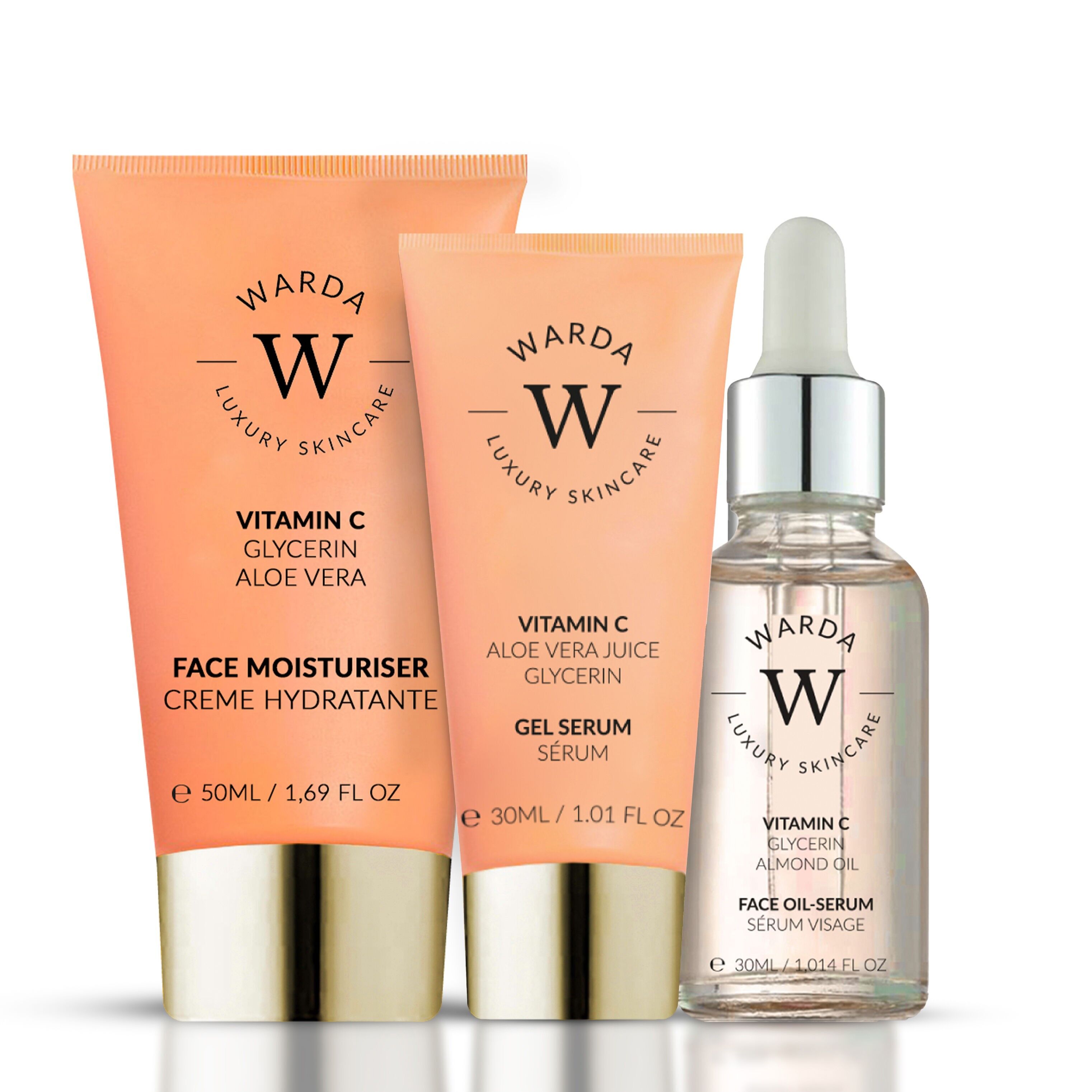 SKIN GLOW BOOST VITAMIN C MOISTURISER 50ml + VITAMIN C GLOW BOOST OIL-SERUM 30ml + SKIN GLOW BOOST VITAMIN C GEL SERUM 30ml