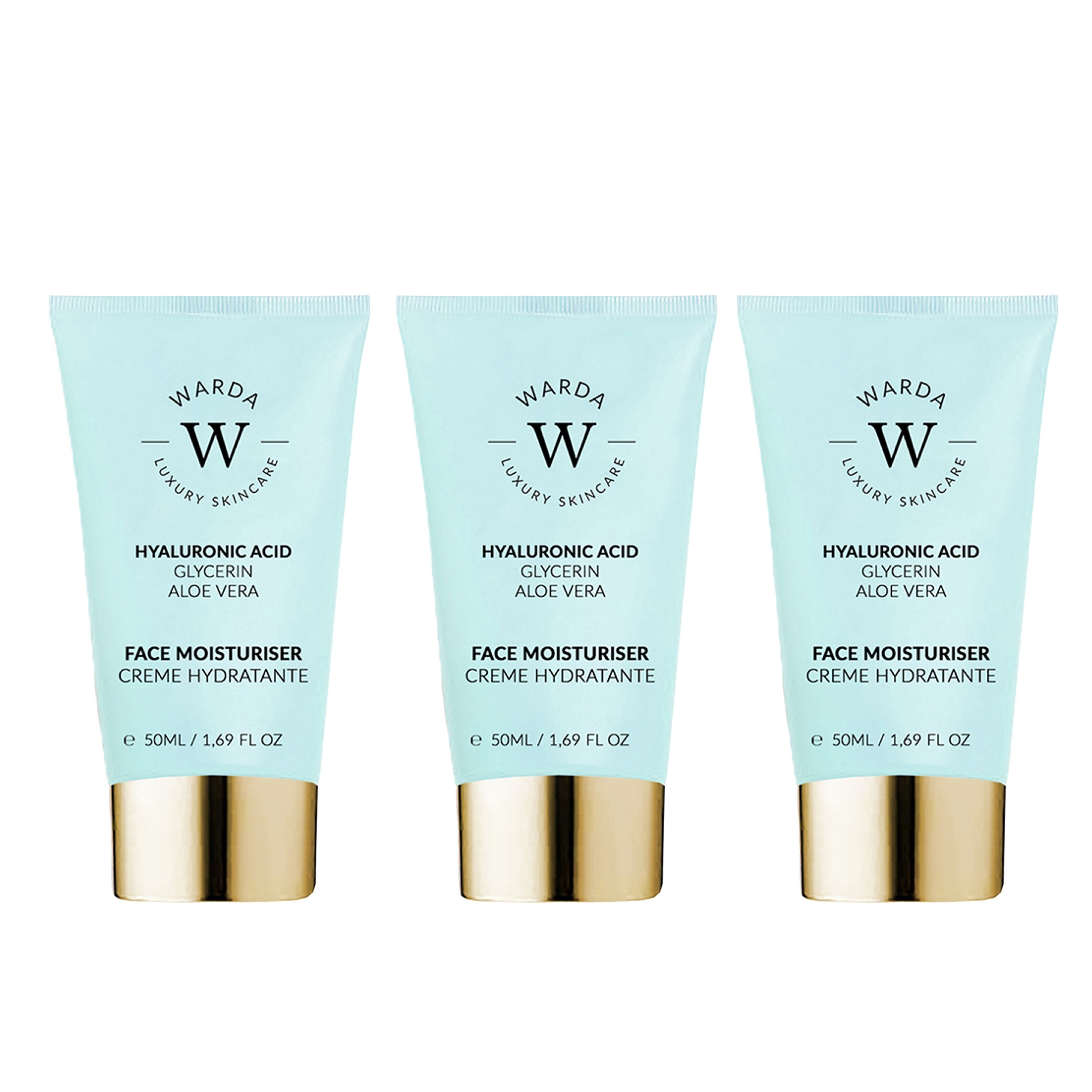 3 x SKIN HYDRATION BOOST HYALURONIC ACID MOISTURISER 50ml