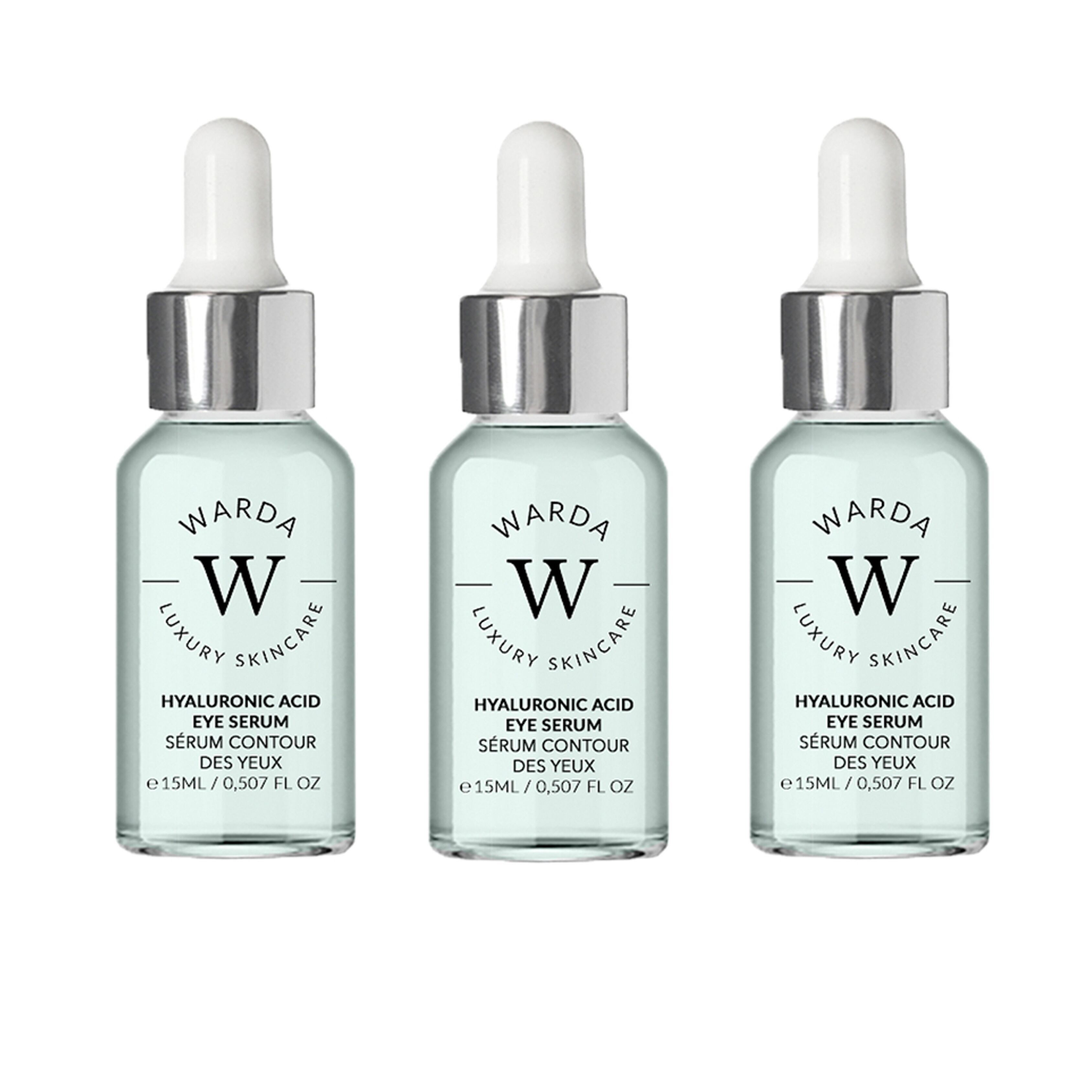 3 x SÉRUM YEUX À L'ACIDE HYALURONIQUE BOOST HYDRATATION DE LA PEAU 15 ml