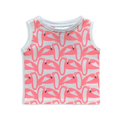 Kids cotton tank top | flamingo print