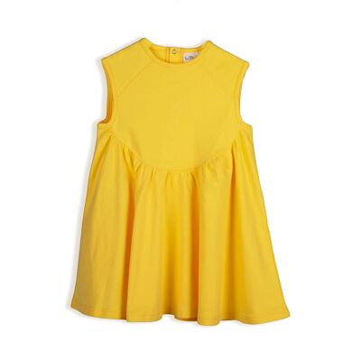 Sleeveless cotton yellow summer dress