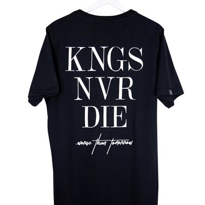 KNGS NVR DIE Schwarzes T-Shirt