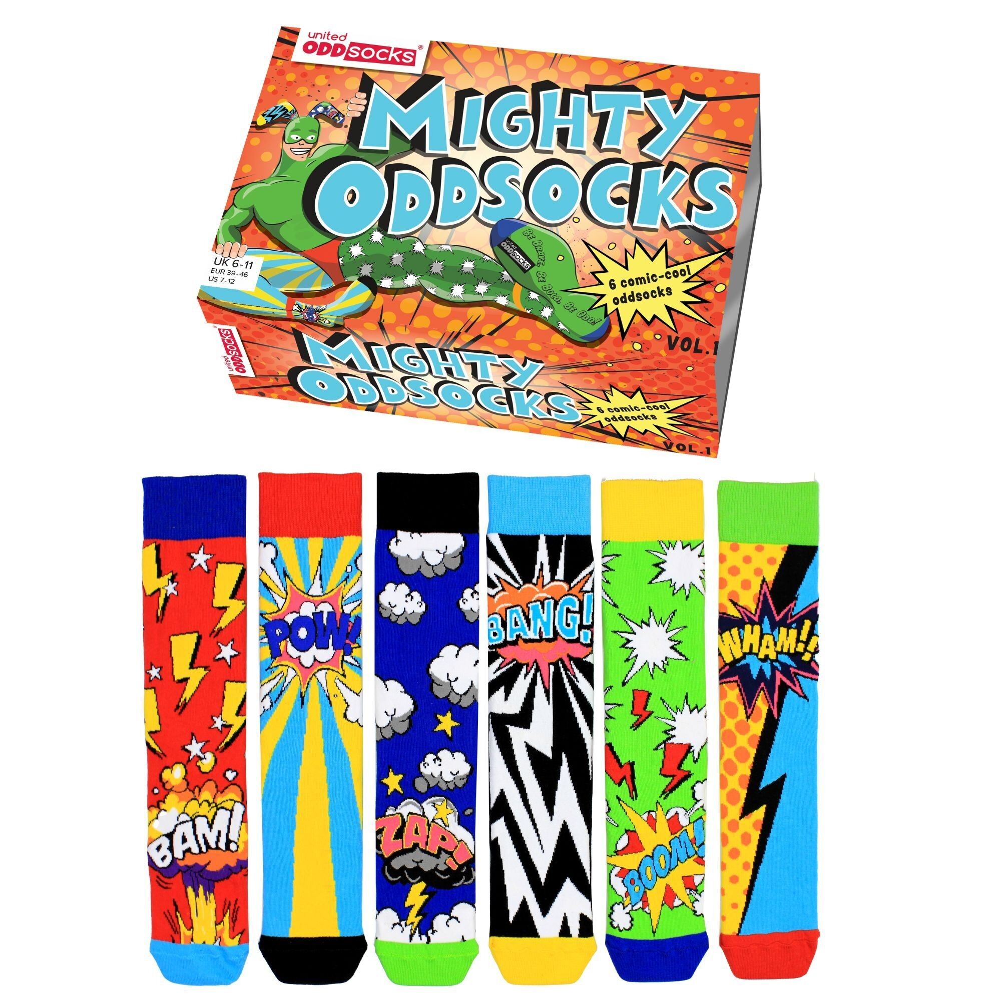 MIGHTY ODDSOCKS - Confezione regalo con 6 calzini spaiati | United Oddsocks