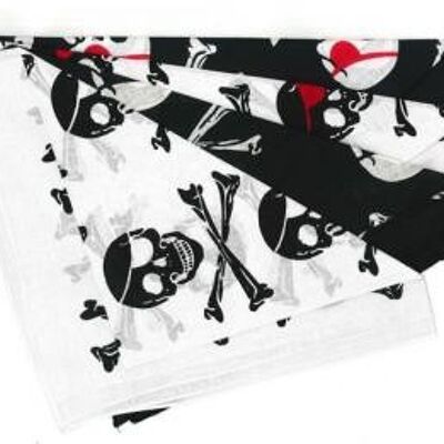 Nickituch Pirat klassisch, 53 x 53 cm - schwarz/weiß