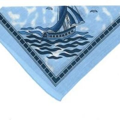 Nickituch Segelschiff hellblau, 53 x 53 cm - hellblau