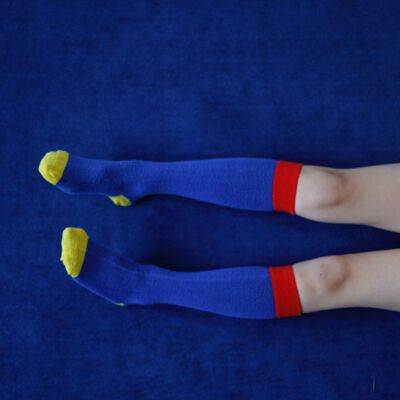 Knee high socks Blue-Yellow-Red 2Y - 4Y