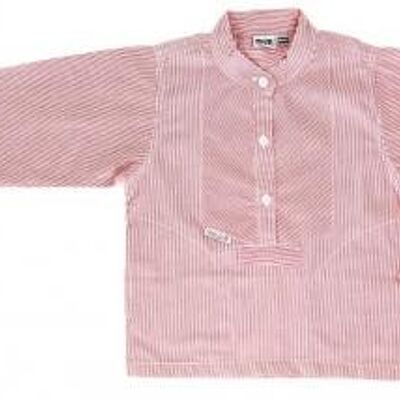 Sommerlich leichte Hemdbluse im klassischen Fischerhemd-Stil für Jungen und Mädchen, rot/weiß - 68