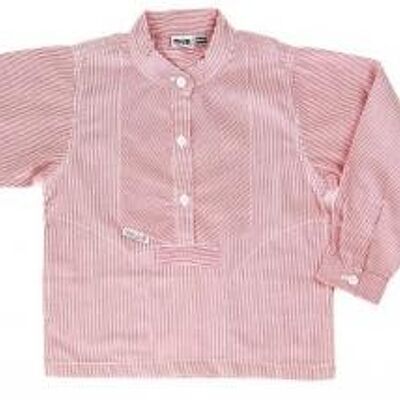 Sommerlich leichte Hemdbluse im klassischen Fischerhemd-Stil für Jungen und Mädchen, rot/weiß - 86/92