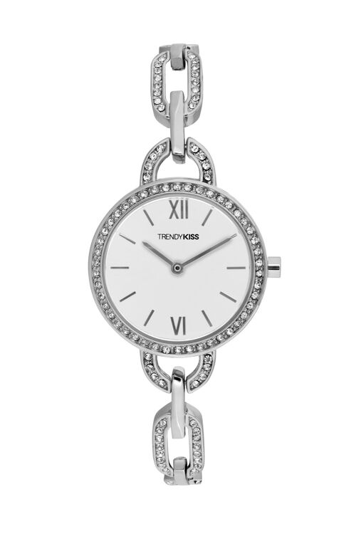 TM10148-01 - Montre femme analogique Trendy Kiss - Bracelet métal avec strass - Boitier avec strass - Jeanne