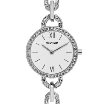 TM10148-01 - Montre femme analogique Trendy Kiss - Bracelet métal avec strass - Boitier avec strass - Jeanne