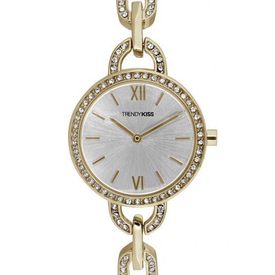 TMG10148-01 - Reloj analógico para mujer Trendy Kiss - Brazalete de acero inoxidable con pedrería - Caja con pedrería - Jeanne