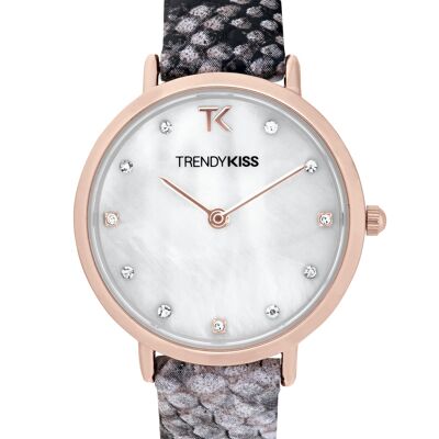 TRG10133-01 - Trendy Kiss analog women's watch - Snake print leather strap - Mia