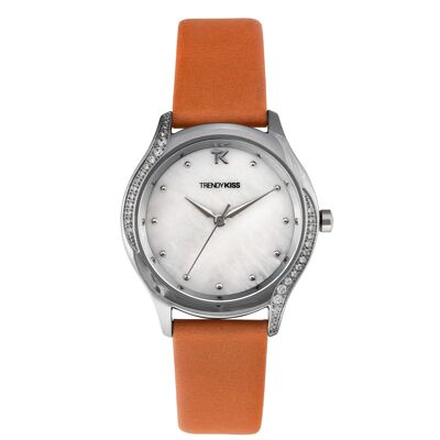 TC10127-01 - Trendy Kiss analog women's watch - Leather strap - Case set with rhinestones - Diana