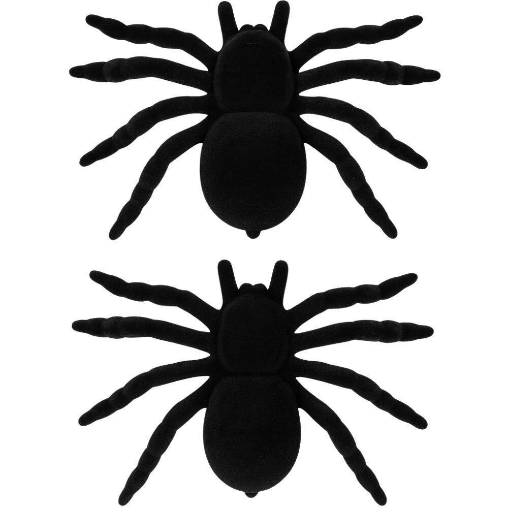 Set of 2 Large Velvet Spiders 10 cm – Realistic Halloween Decoration