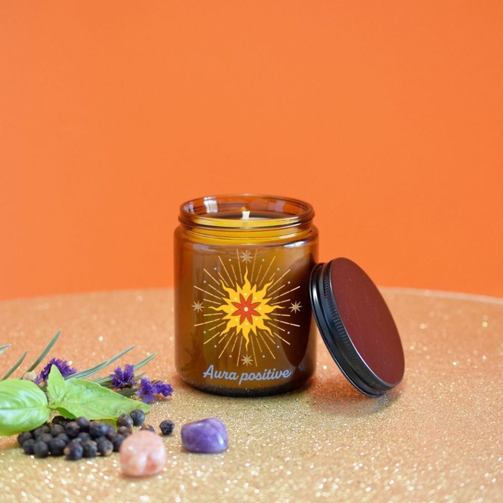 Positive Aura scented lithotherapy candle