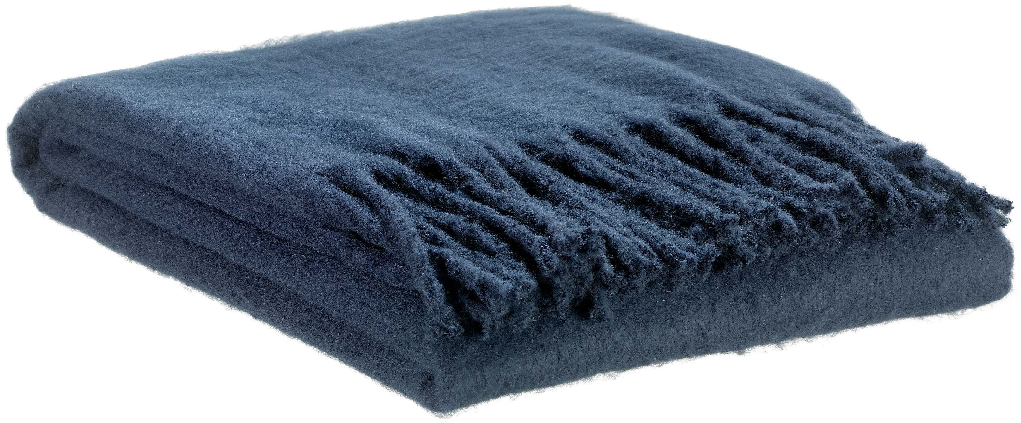 Isabel Plaid riciclato tinta unita blu navy 130 x 160