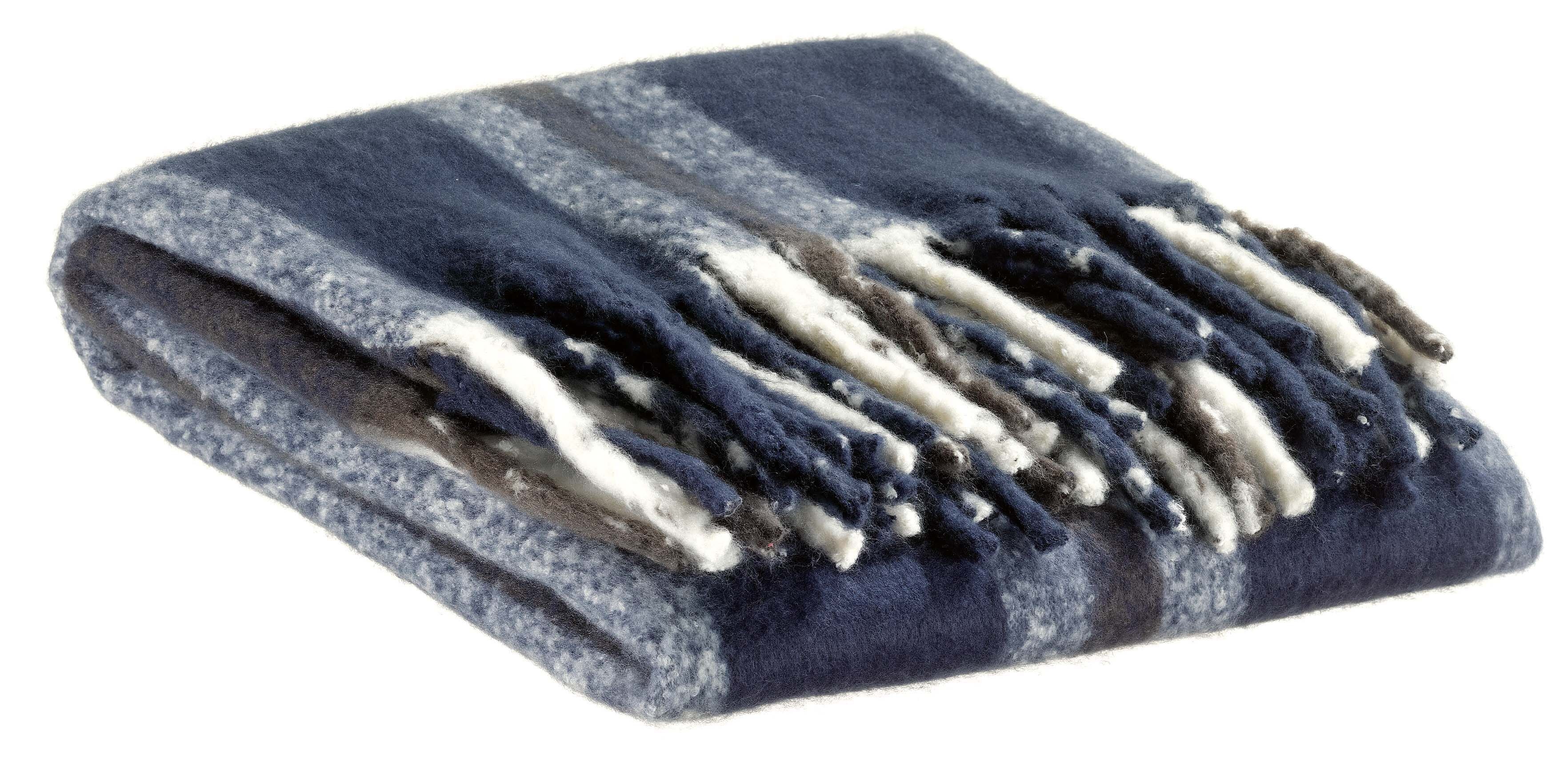 Isabel Plaid riciclato a righe blu navy 130 x 160