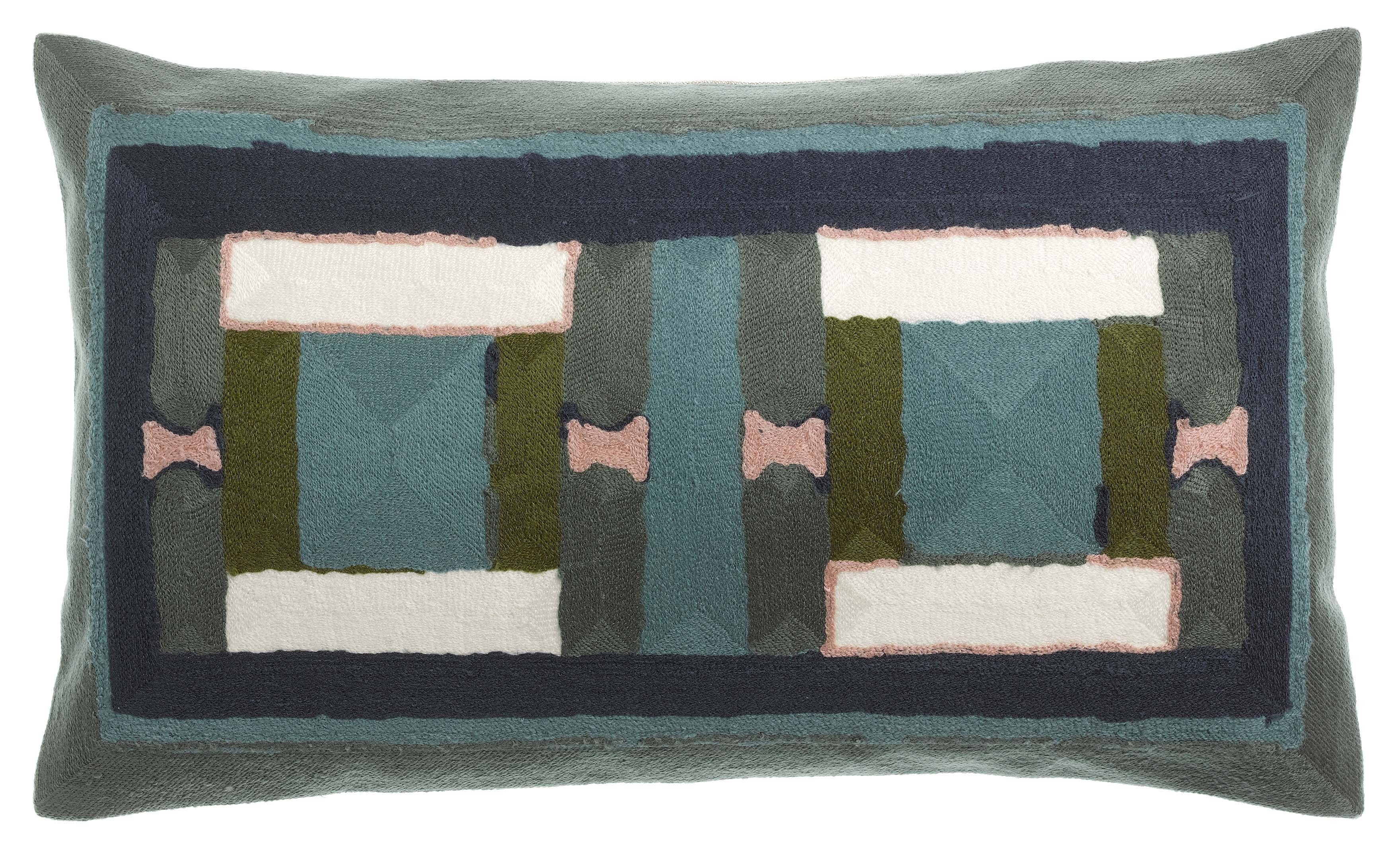 Cuscino ricamato Taho grigio verde 30 x 50