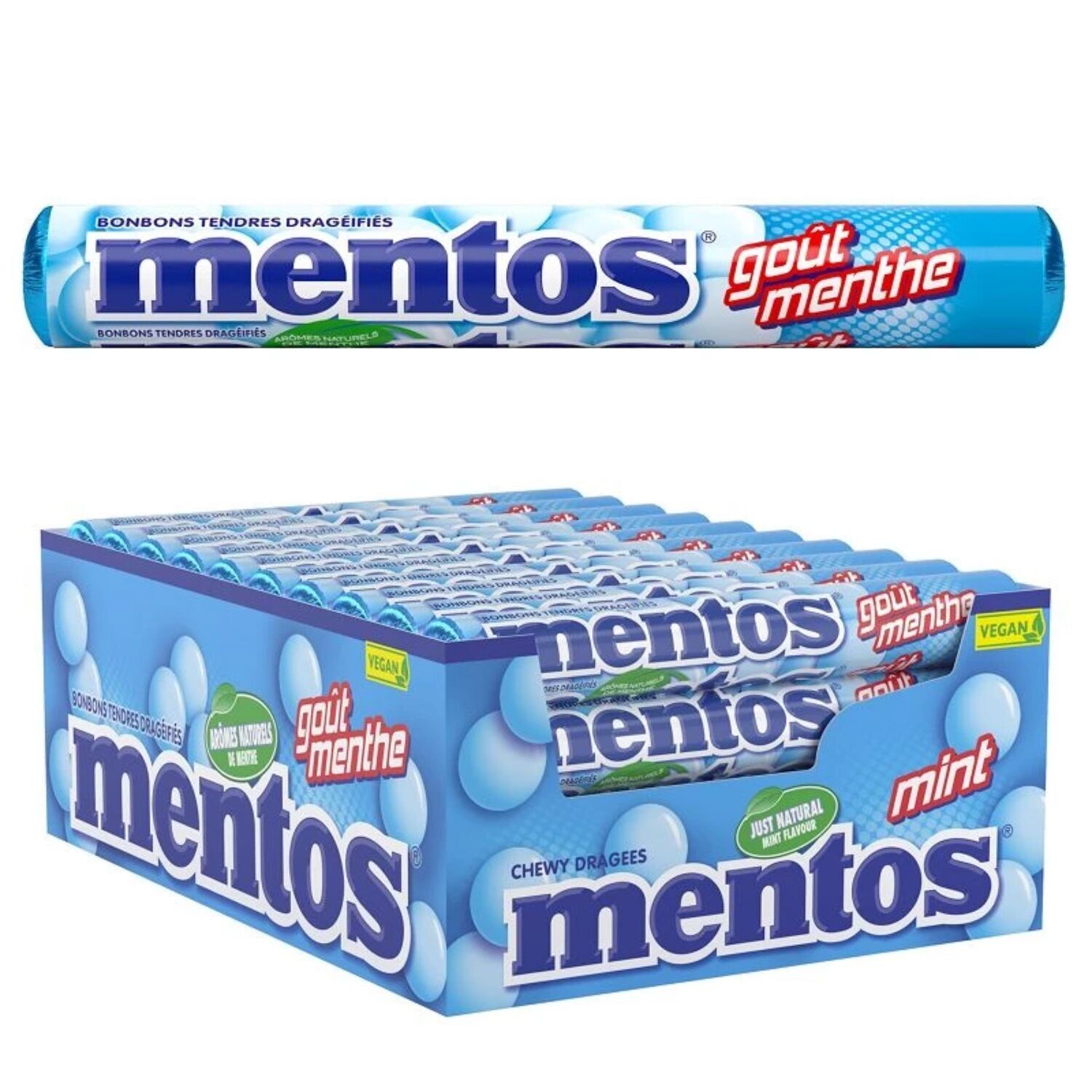 Exhibición de 40 rollos de menta Mentos