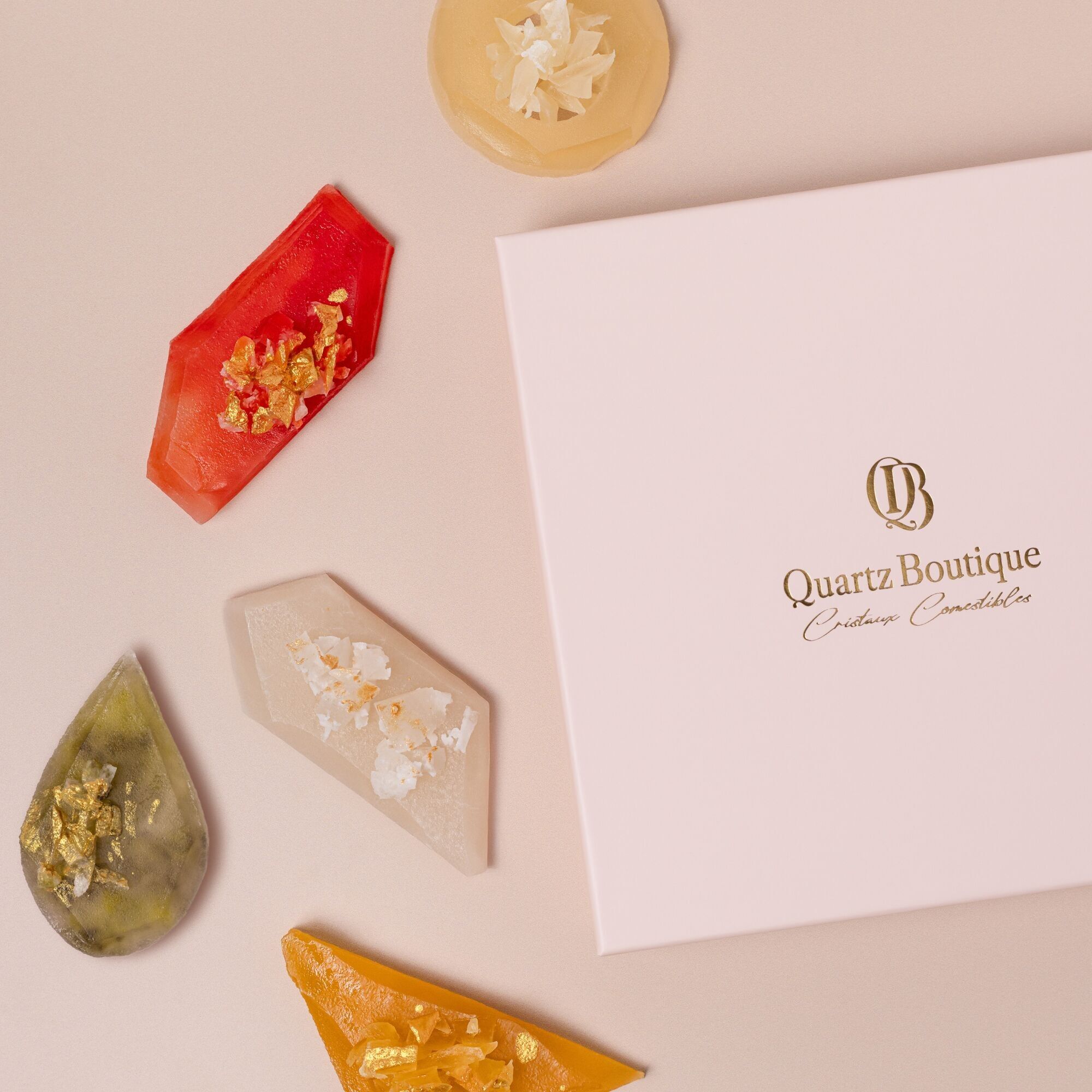 Assortimento di dolciumi alla frutta tropicale sotto forma di cristalli commestibili - Vegani e senza glutine - Made in France