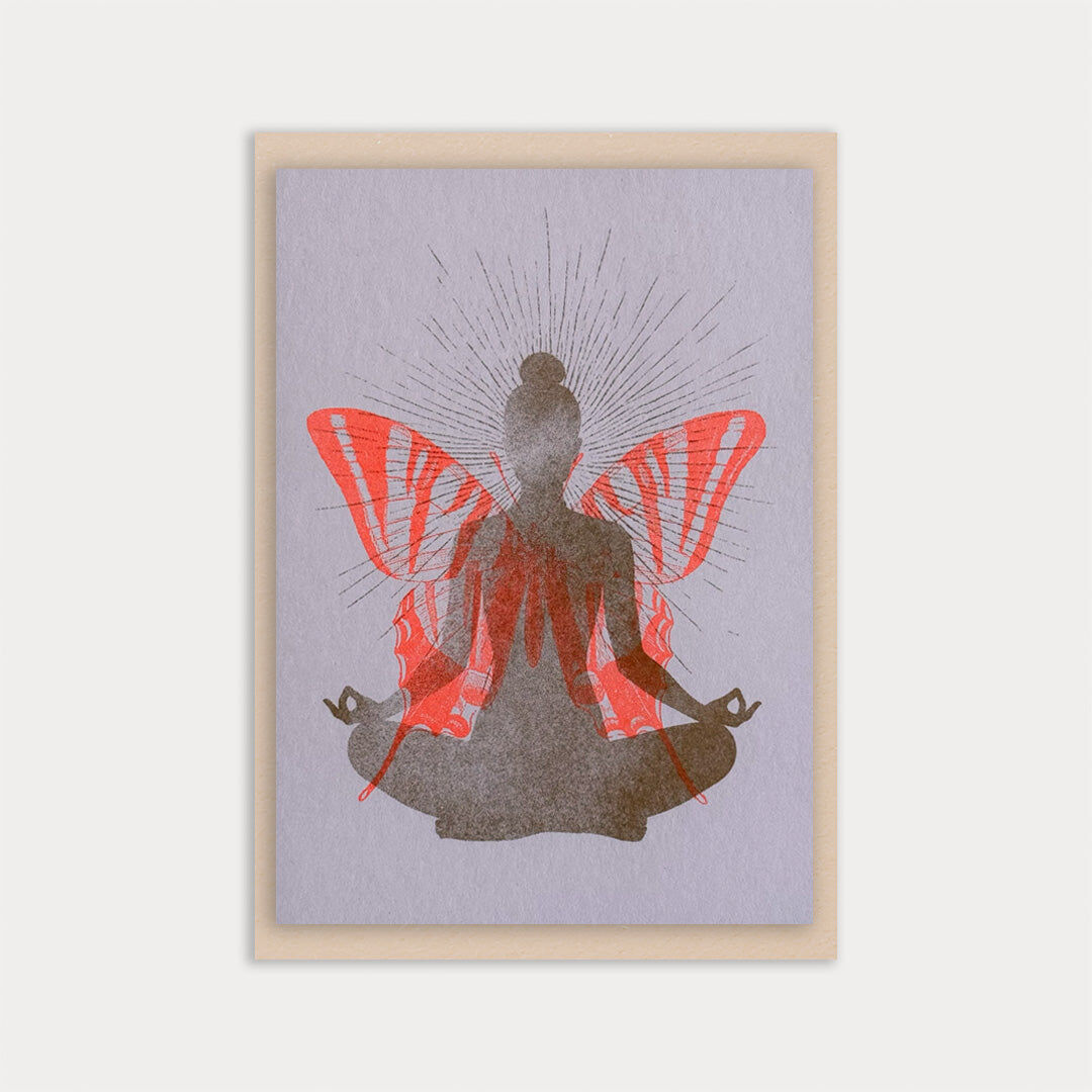 Card with envelope / Hummingbird with flower / Premium Gmund paper