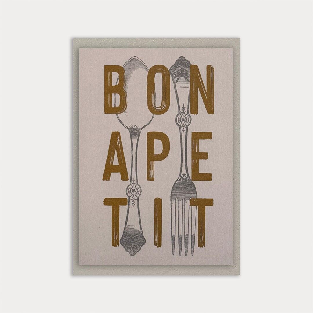 Carte avec enveloppe / Typo / Bon Apetit / Papier Gmund Premium
