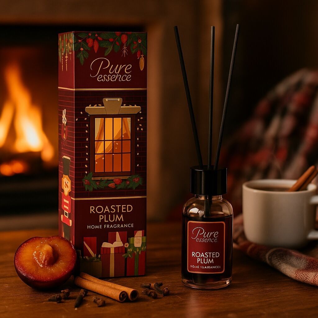 Édition Spéciale Noël – Diffuseurs d’ambiance 25 ml - Prune Caramélisée - PURE ESSENCE - Carton de 54 pcs
