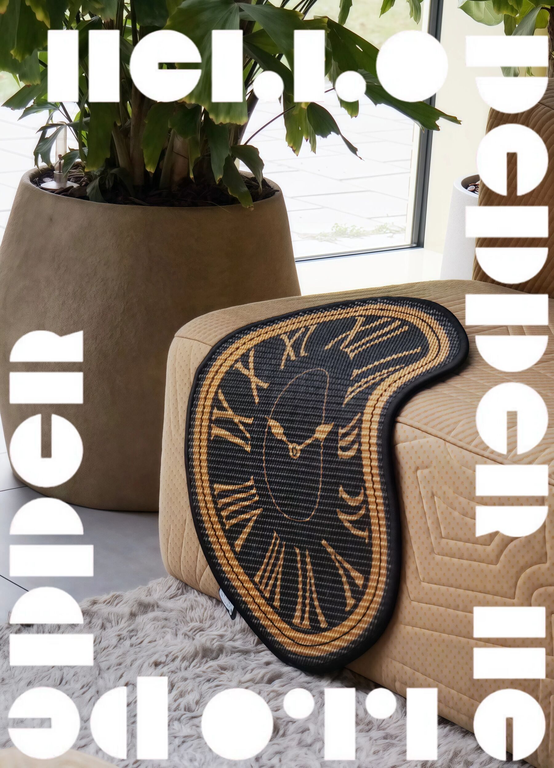 Tiragraffi per gatti Surreal Black Clock (62×38 cm, 100% sisal, mobile di design per gatti)