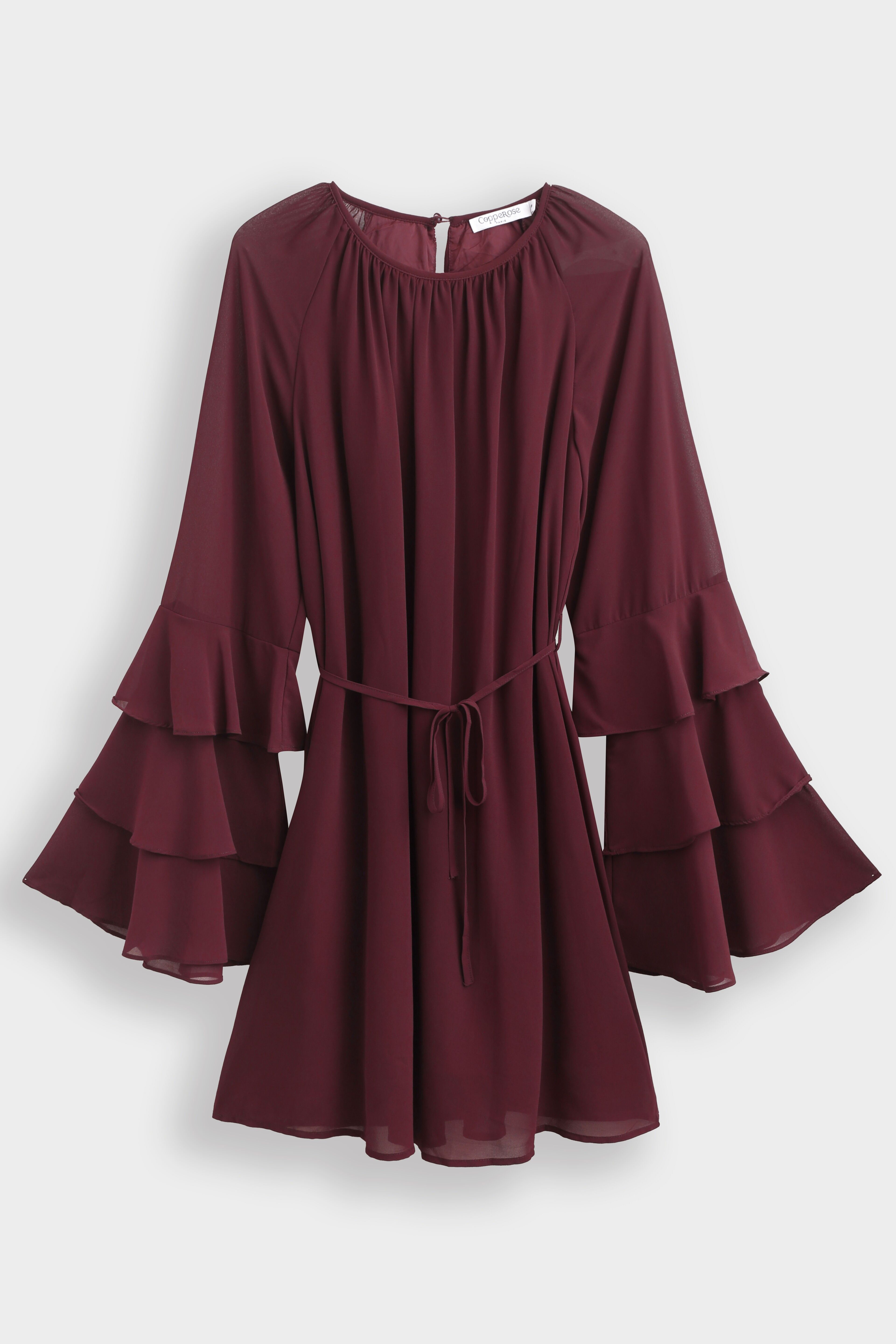 Robe courte imprimée à manches volants PS9359