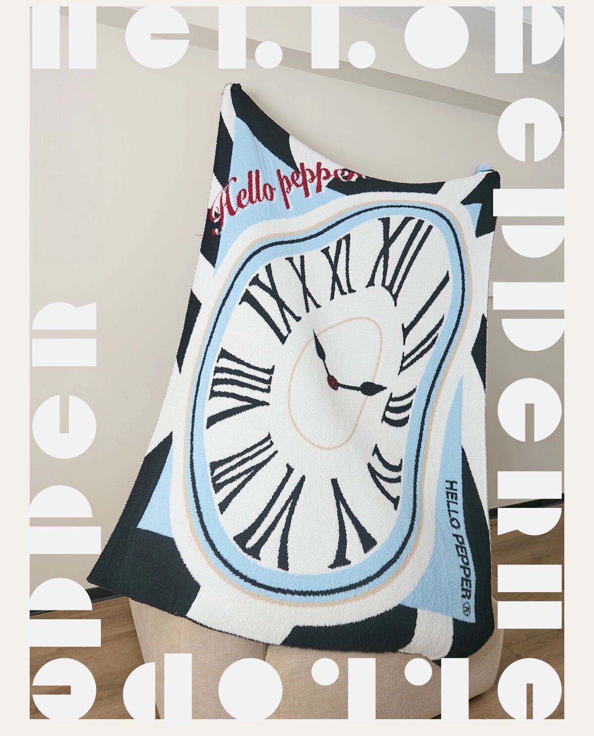 Manta de microfibra con diseño de reloj surrealista (170 x 130 cm, cuadros ligeros y suaves)