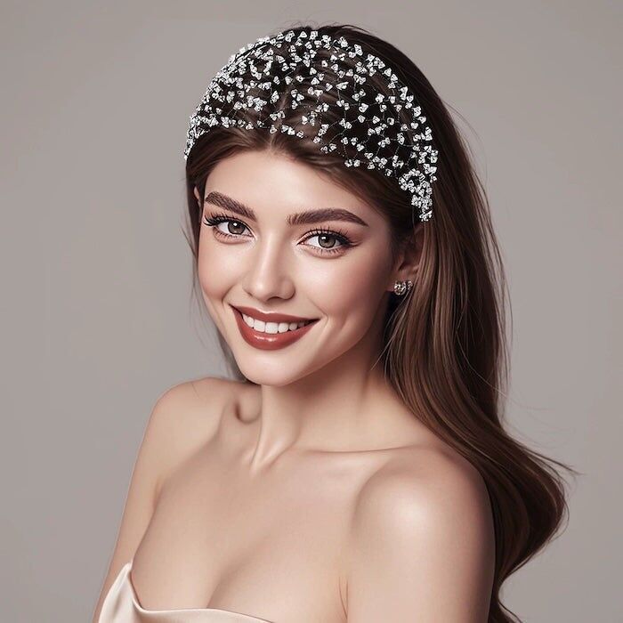 Luxuriöses gestricktes Haarnetz mit Kristallen