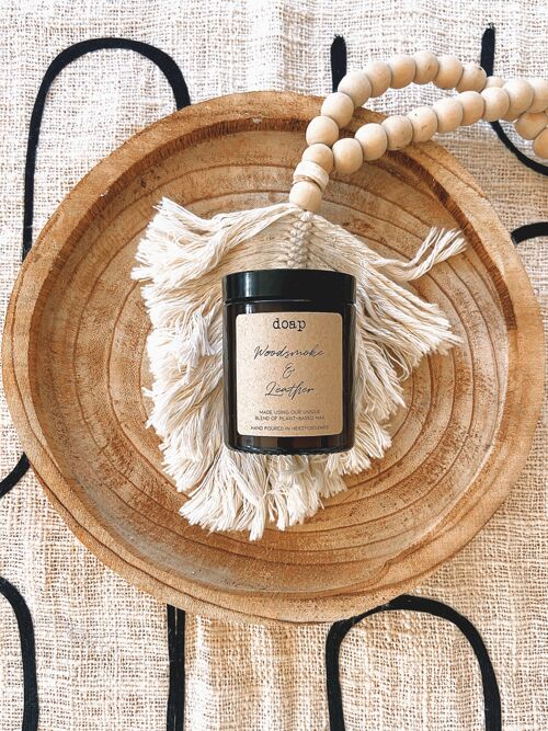 Woodsmoke & Leather Vegan Soy Wax Candle 180g