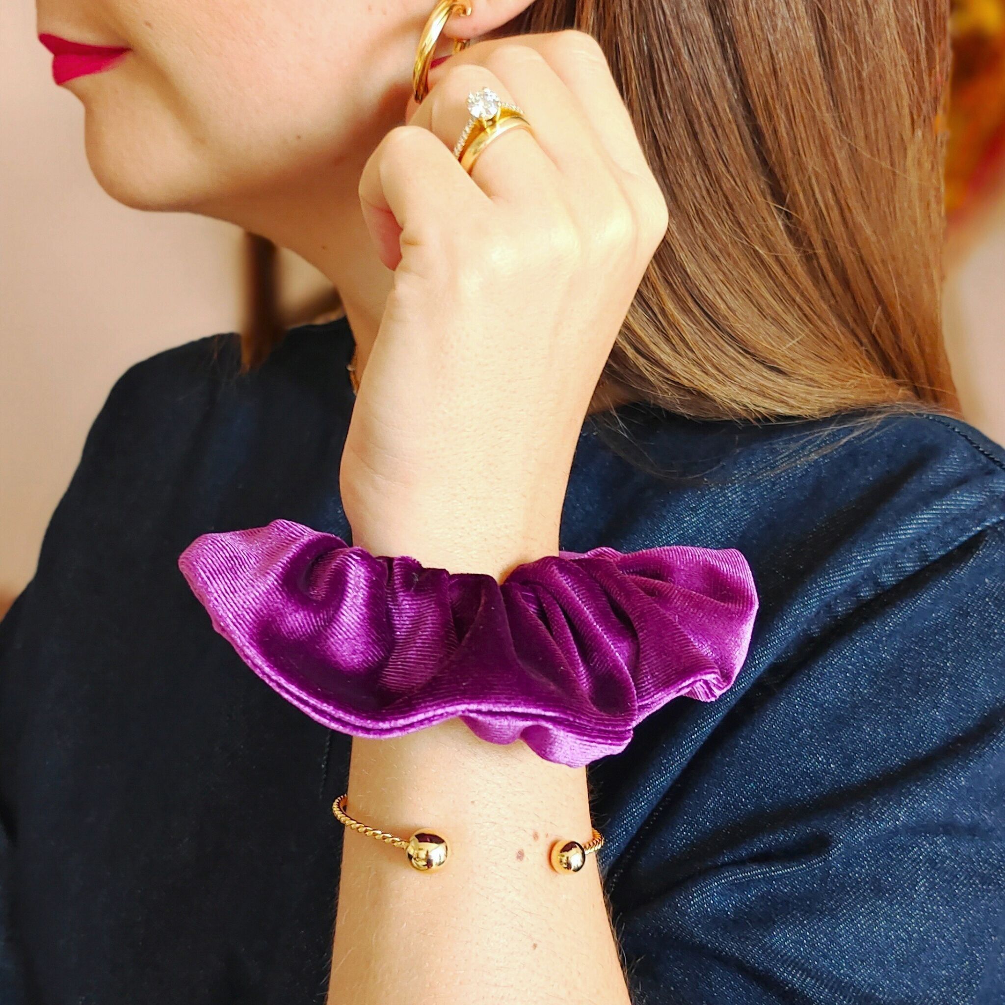 AMETISTA / scrunchie in velluto viola