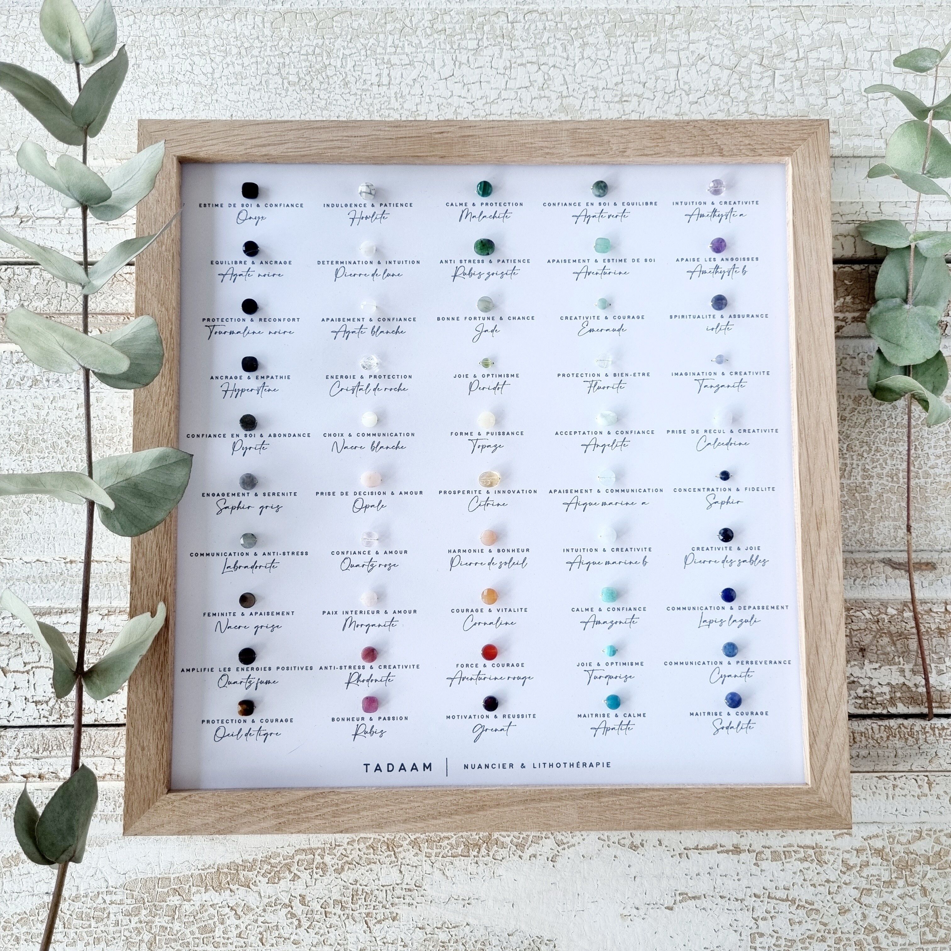 Carta de colores de litoterapia Tadaam. 50 piedras finas y preciosas.