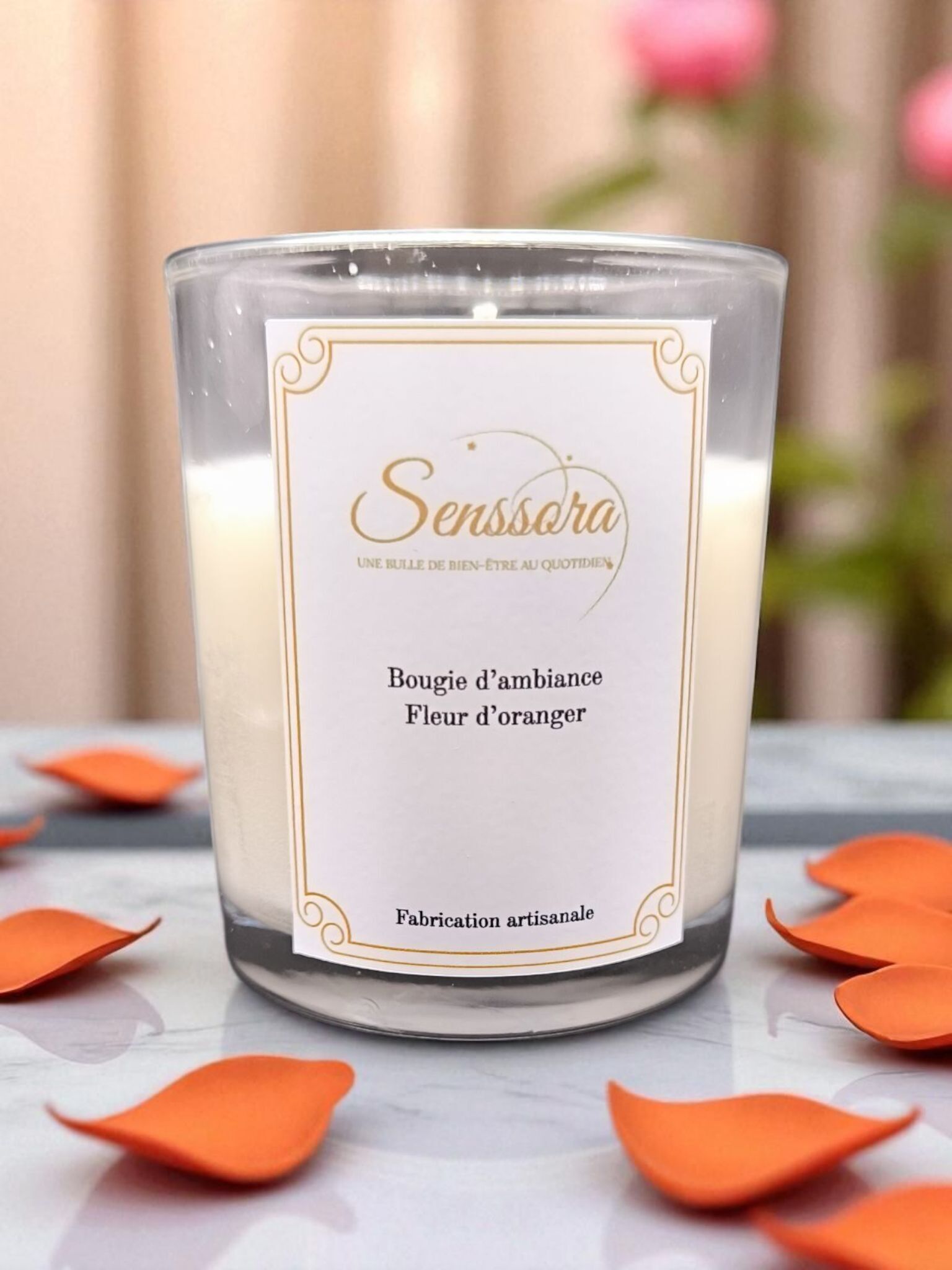 Handgemachte Orangenblütenkerze – mediterrane Süße und blumiger Komfort