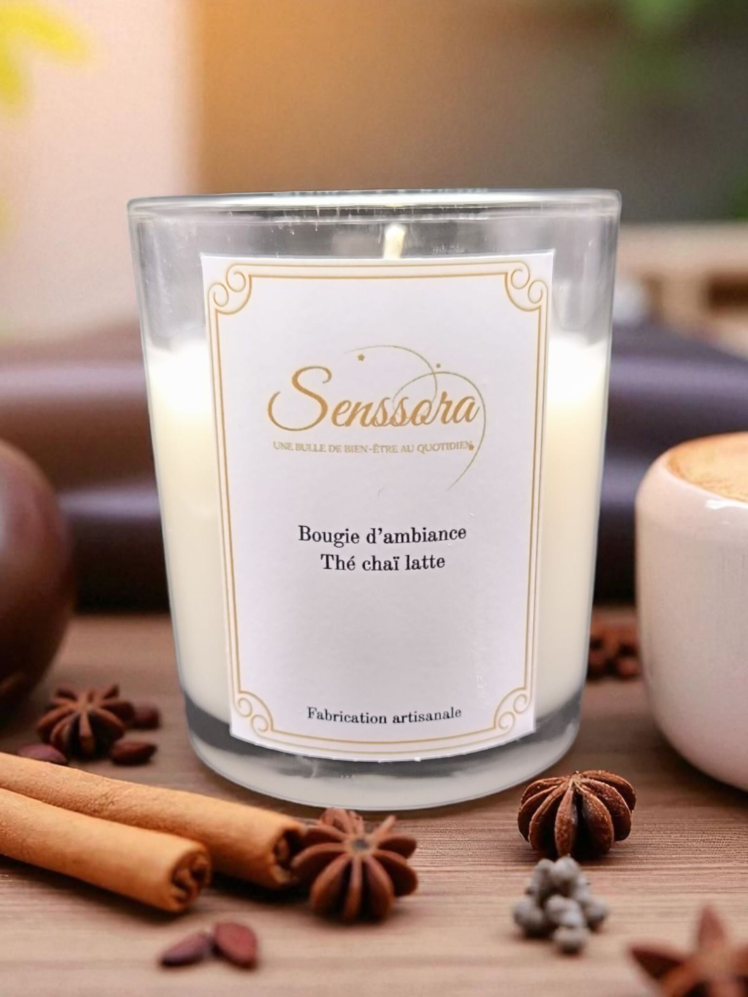 Chai Latte Tee Artisan Kerze – Gourmet & Spicy Escape