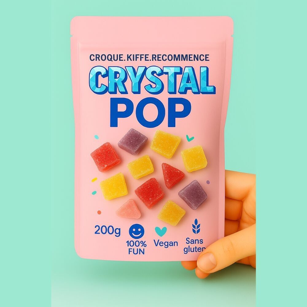 Sachet de confiserie végane et sans gluten en forme de cristaux - trend asmr - made in france - sachet de 200gr