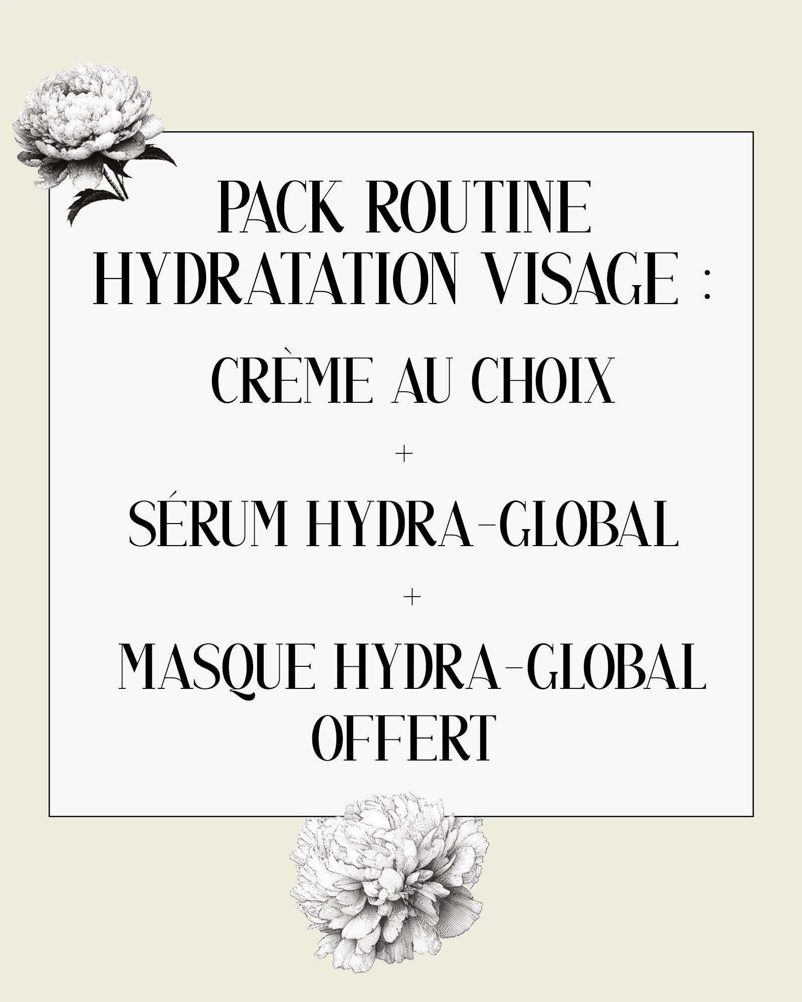 Pacchetto routine di idratazione viso: crema a scelta + siero HydraGlobal + maschera HydraGlobal in omaggio