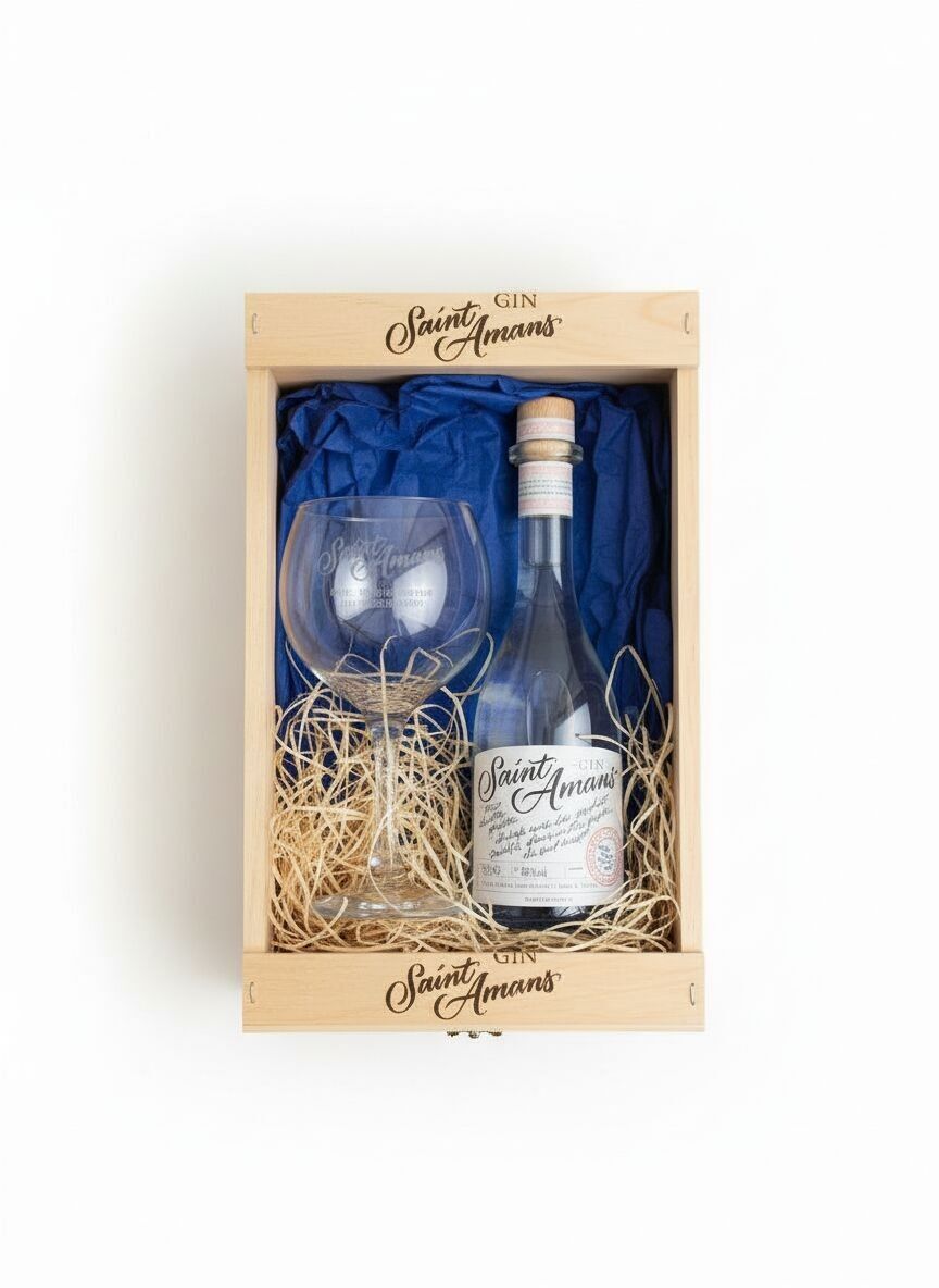 Confezione regalo originale per gin + bicchiere inciso a mano