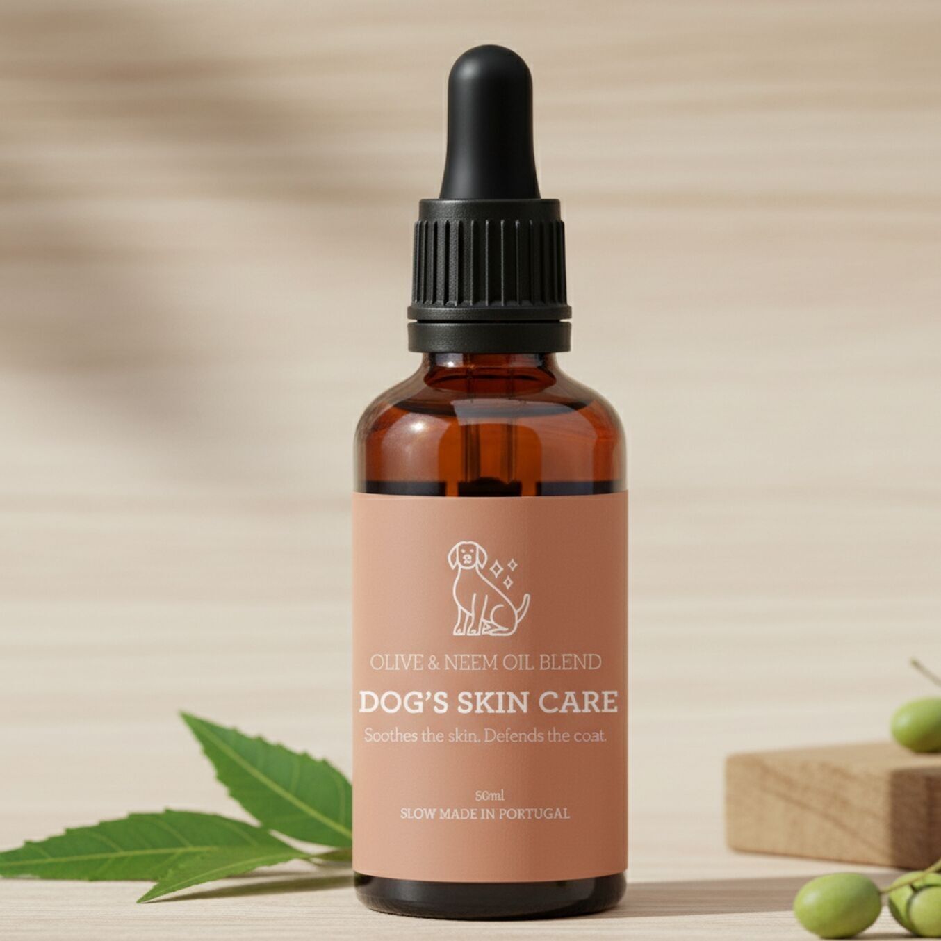 Soin de la peau pour chien Generosa – Mélange d'huiles d'olive et de neem 50 ml