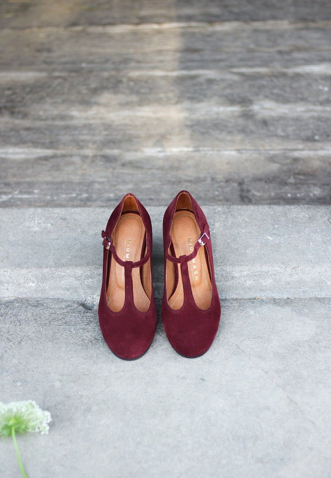 Handgefertigte Wildleder-Absätze (5.5 cm) - Astrid -Burgunderrote Vintage Schuhe 35-42
