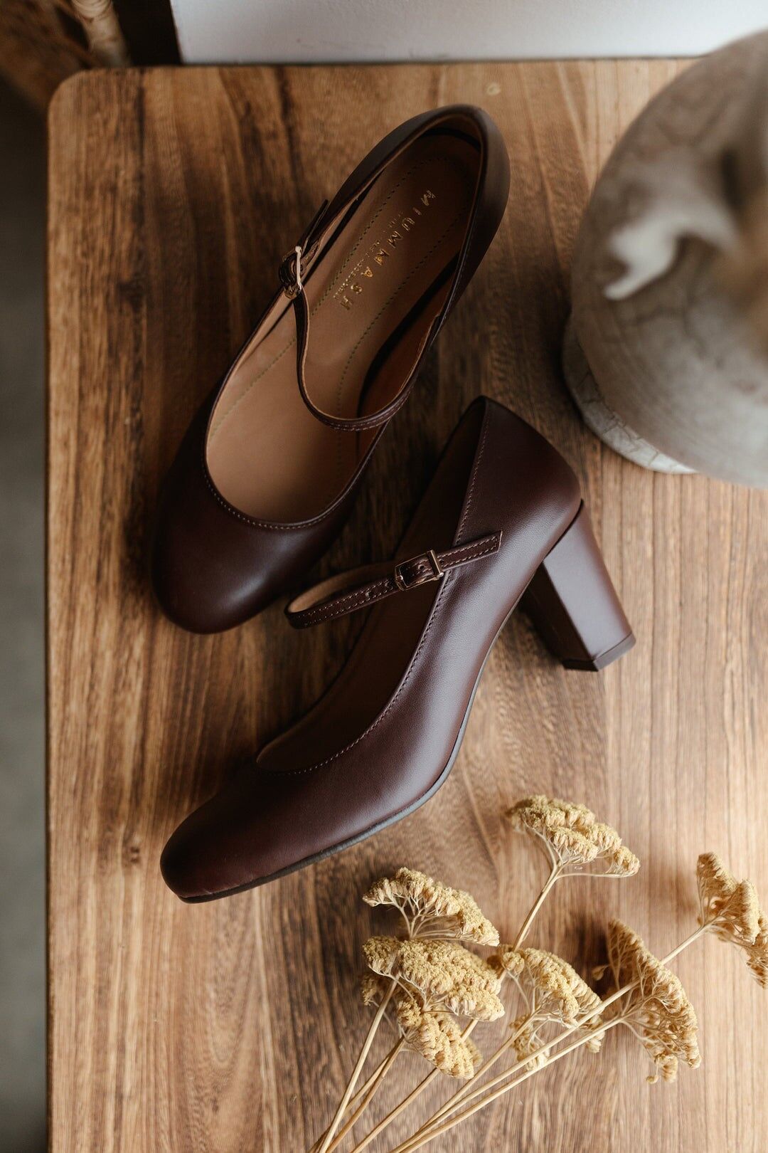 Handgefertigte Lederabsätze (6 cm) - Aurelia - Schokoladenbraune Vintage-Schuhe 35-42