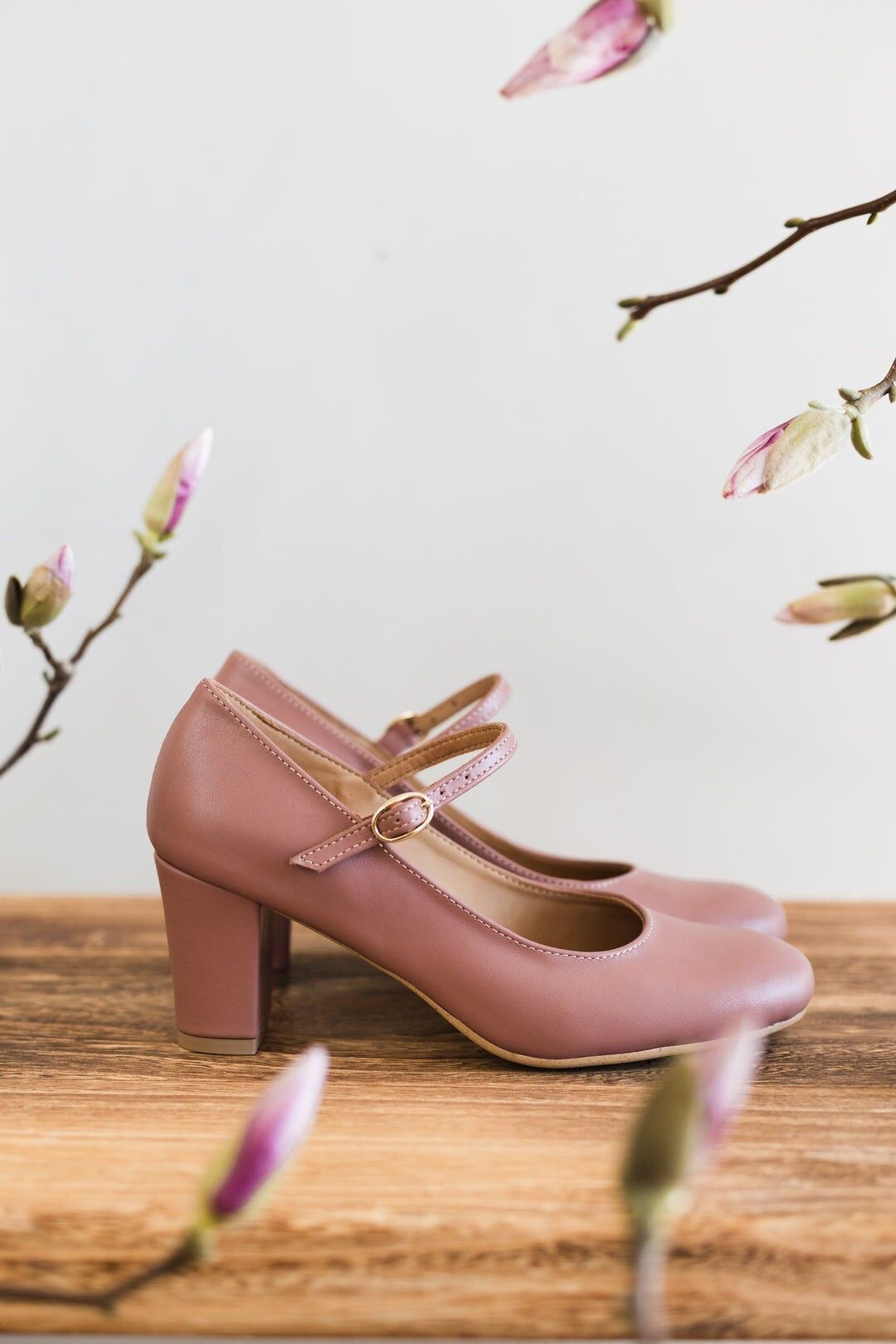 Handgefertigte Lederabsätze (6 cm) - Aurelia - Dusty Pink Vintage Schuhe 35-42