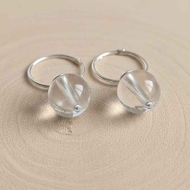 Weißer Quarz - Creolen aus Silber und Stein 8 mm