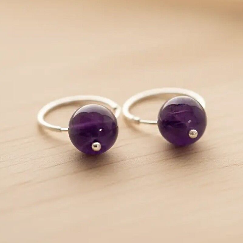 Amethyst – Creolen aus Silber und 8 mm Stein